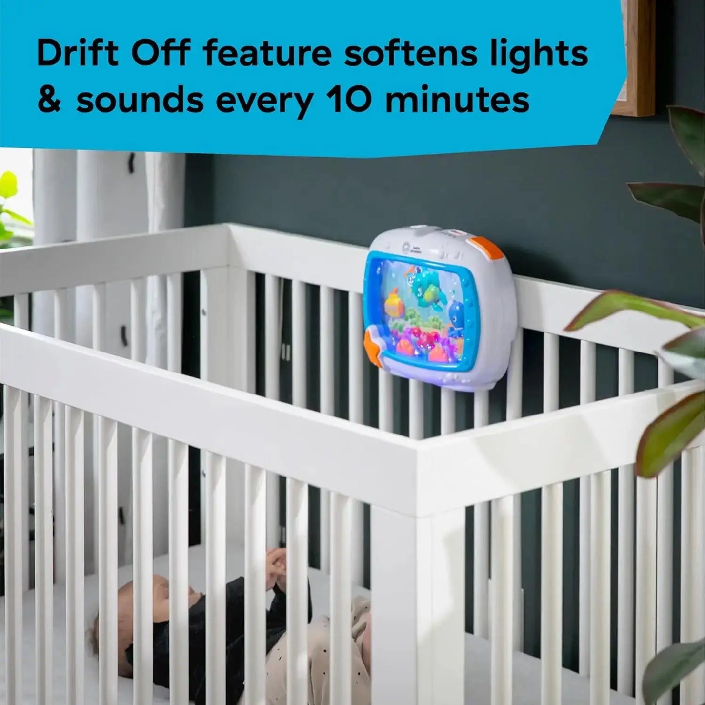 Aquarium soother attached to crib with drift off feature