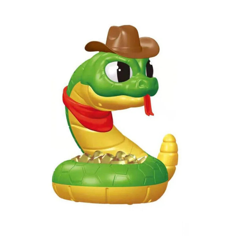 Cartoon snake toy with cowboy hat and red scarf