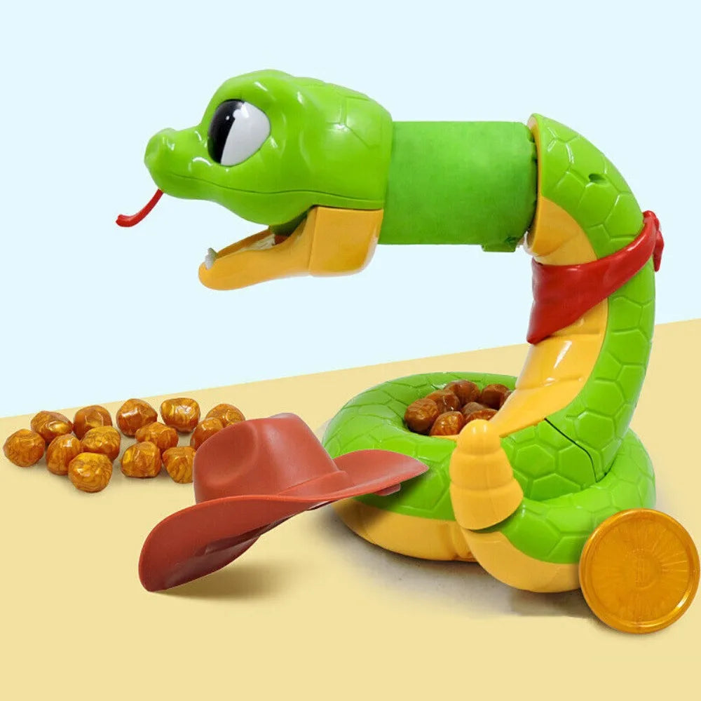 Interactive snake toy with hat and gold coins