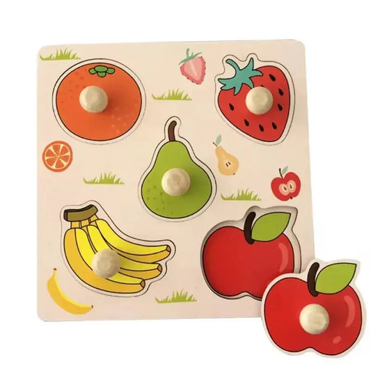 Shape Sorter Fruit Puzzle with colorful fruit pieces