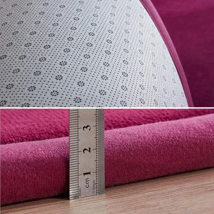 Detailed view of pink mat thickness