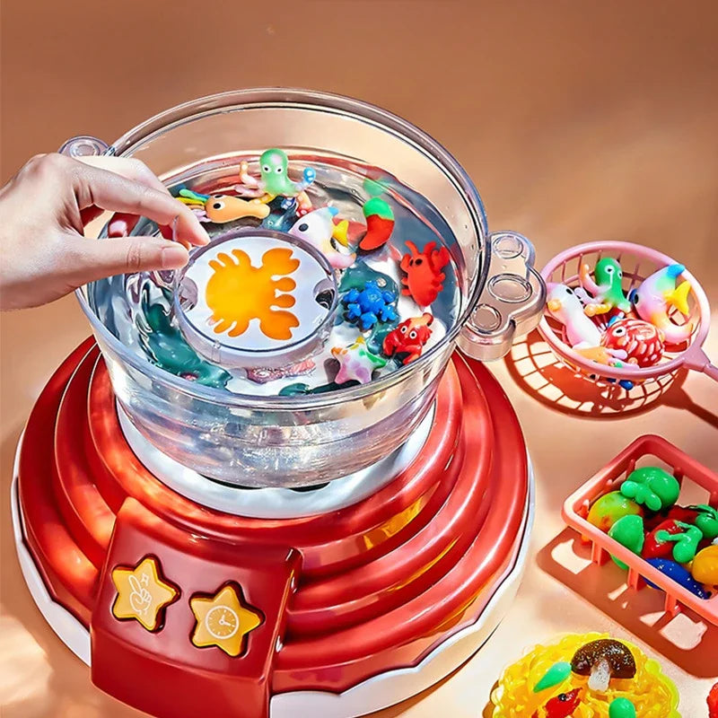 Hot Pot Pretend Cooking Toy with colorful pieces