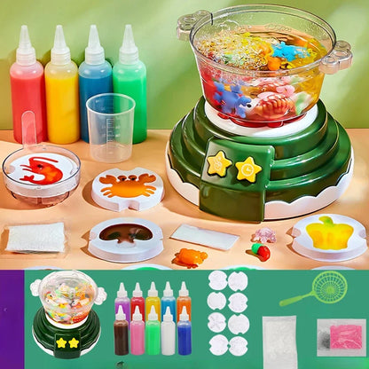 Hot Pot Playset with colorful bottles and molds